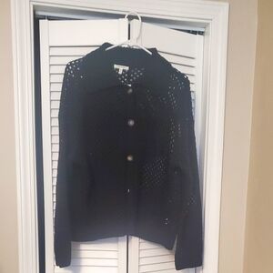 Maurice Large Open Knit Cardigan-Black